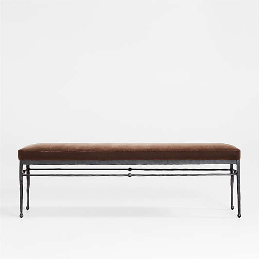 Rodin Brown Velvet Bench by Athena Calderone