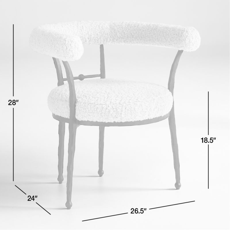 View Rodin White Boucle Dining Accent Chair by Athena Calderone - image 3 of 13