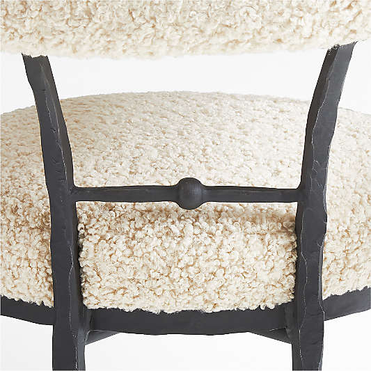 Rodin White Boucle Dining Accent Chair by Athena Calderone