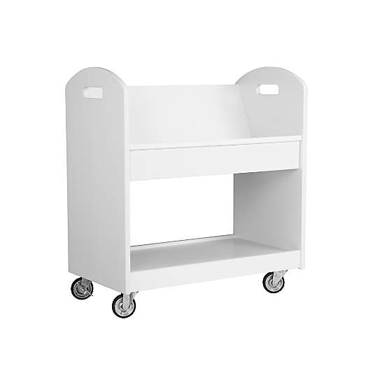 Local Branch White 2-Shelf Rolling Library Cart