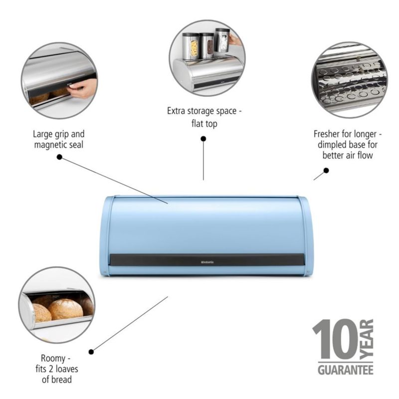 Brabantia Roll Top Bread Box, Dreamy Blue - image 5 of 8