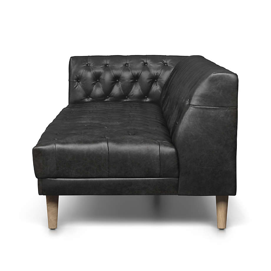 Rollins Ebony Leather Tufted Left-Arm Sofa