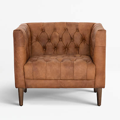 Rollins Natural Washed Camel Leather, Leather Sofa Tufted Seat