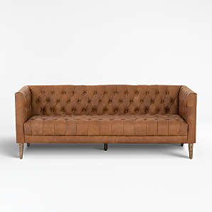 Leather Tufted Sofas Crate And Barrel, Leather Tufted Sectional
