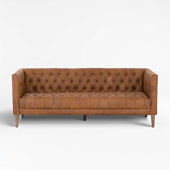 Leather Tufted Sofas Crate Barrel, Leather Sofa Tufted Seat