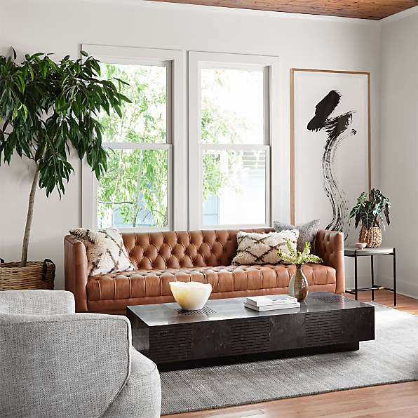 Crate and barrel on sale tufted sofa