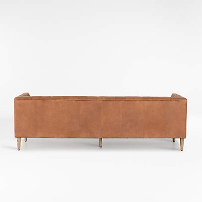 Natural Washed Camel Leather Tufted Sofa 90"
