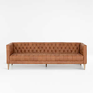 Leather Tufted Sofas Crate And Barrel, Tufted Leather Couches