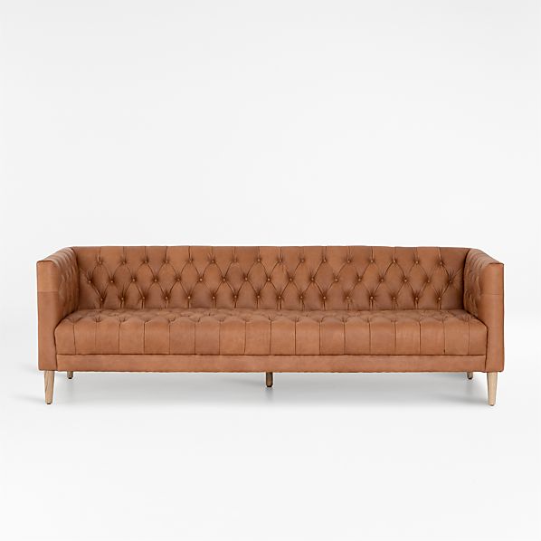 Leather Tufted Sofas Crate Barrel, How To Make Tufted Leather Sofa Covers