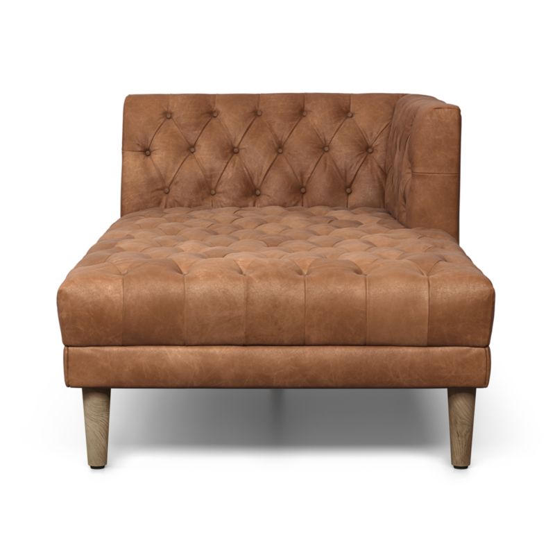 Rollins Camel Leather Tufted Right-Arm Chaise Lounge