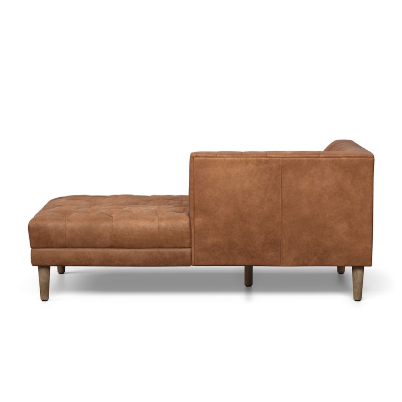 Rollins Camel Leather Tufted Right-Arm Chaise Lounge