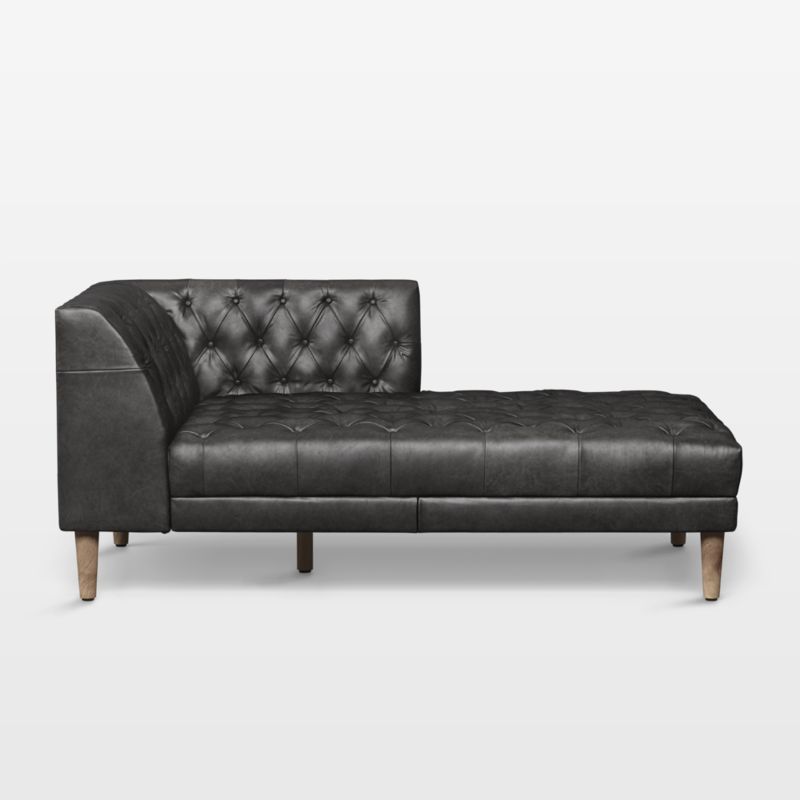 Rollins Ebony Leather Tufted Right-Arm Chaise Lounge