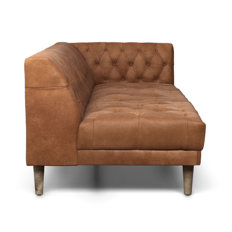 Rollins Camel Leather Tufted Right-Arm Sofa