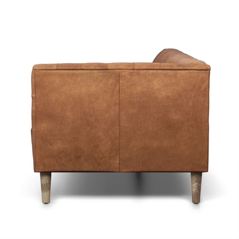 Rollins Camel Leather Tufted Right-Arm Sofa