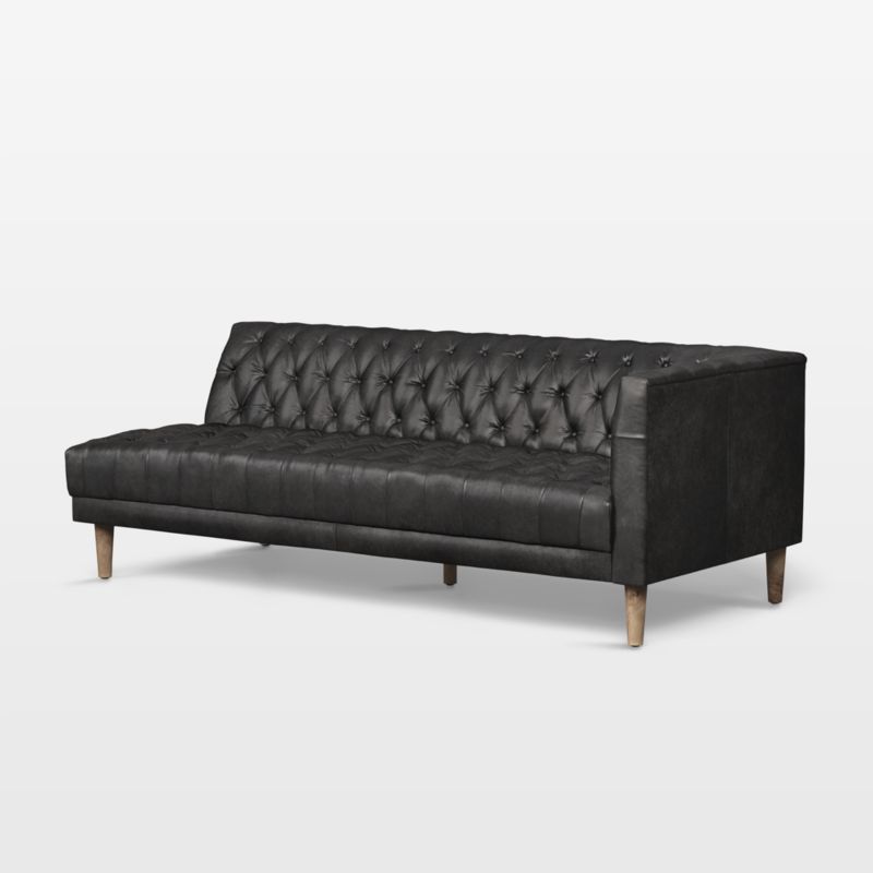 Rollins Ebony Leather Tufted Right-Arm Sofa