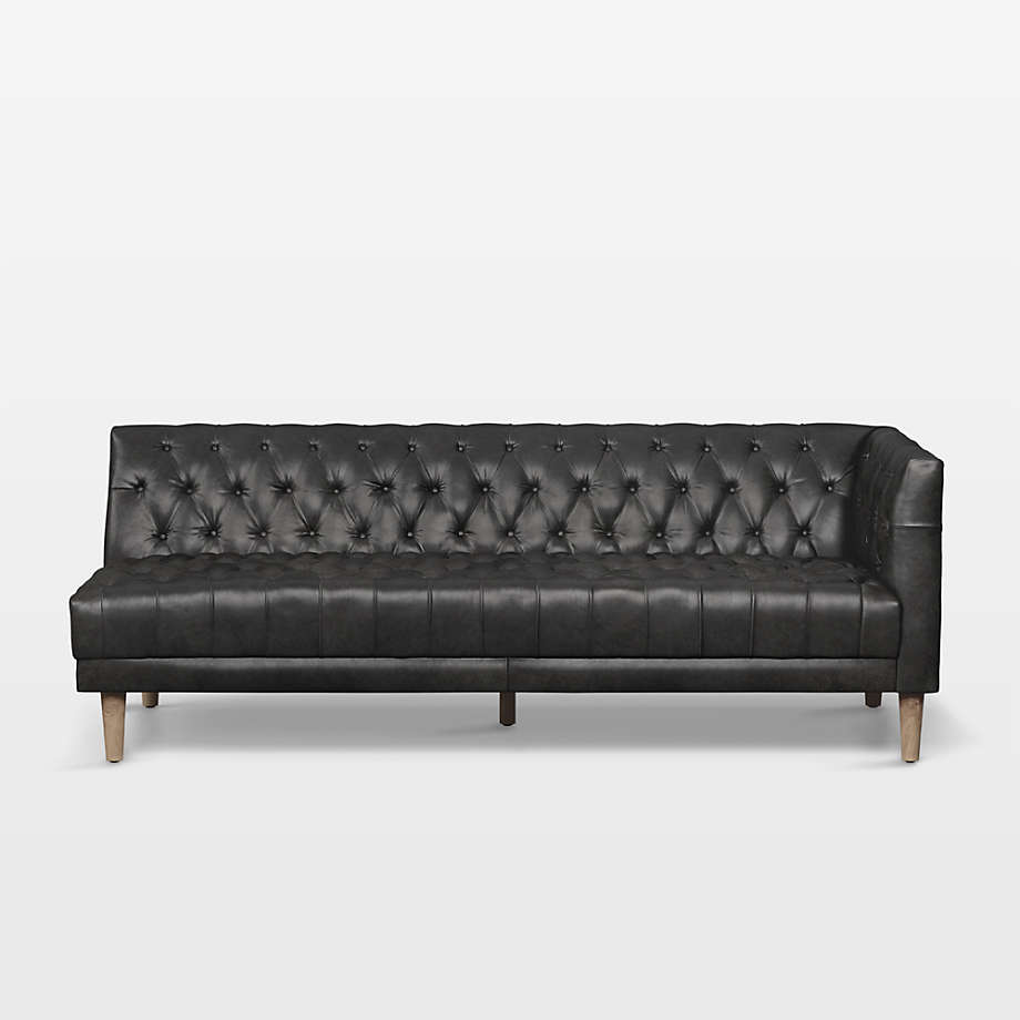 Rollins Ebony Leather Tufted Right-Arm Sofa