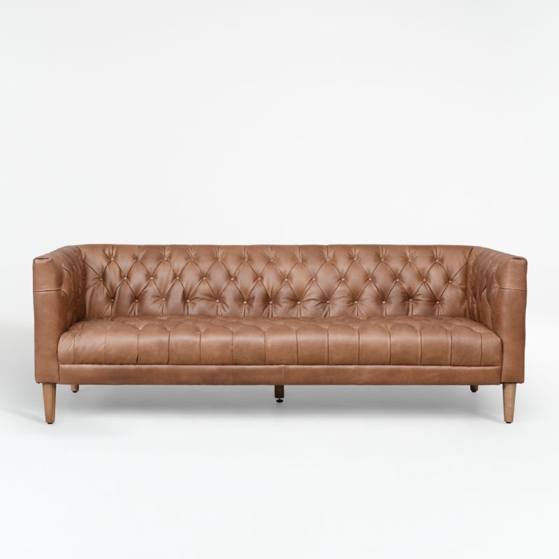 Rollins Chocolate Leather Sofa + Reviews | Crate & Barrel