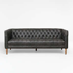 Black Leather Sofas Crate And Barrel, Contemporary Black Leather Couch