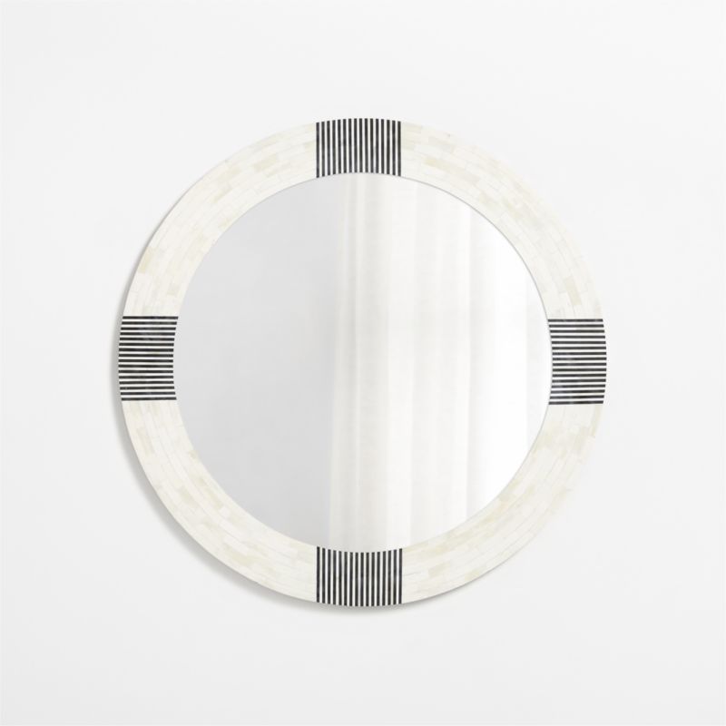 Roman Round Bone Inlay Wall Mirror Crate & Barrel