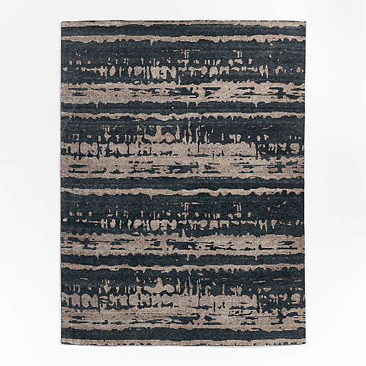 Rome Wool Blend Hand-Knotted Black Area Rug