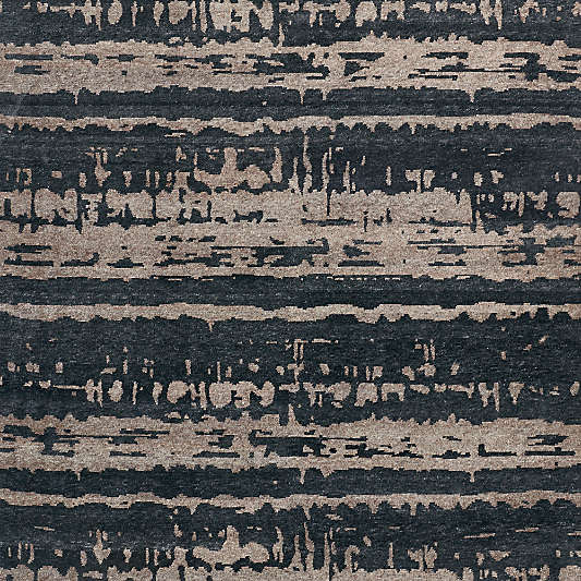 Rome Wool Blend Hand-Knotted Black Area Rug 6'x9'