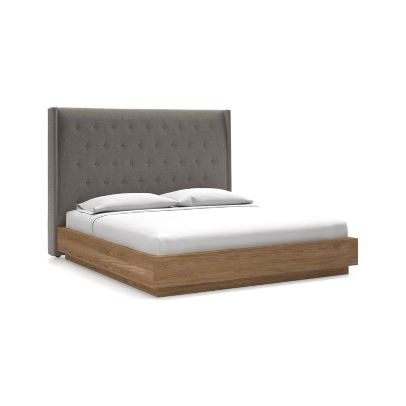 Ronin King Headboard with Batten PlinthBase Bed Felt Grey Crate & Barrel