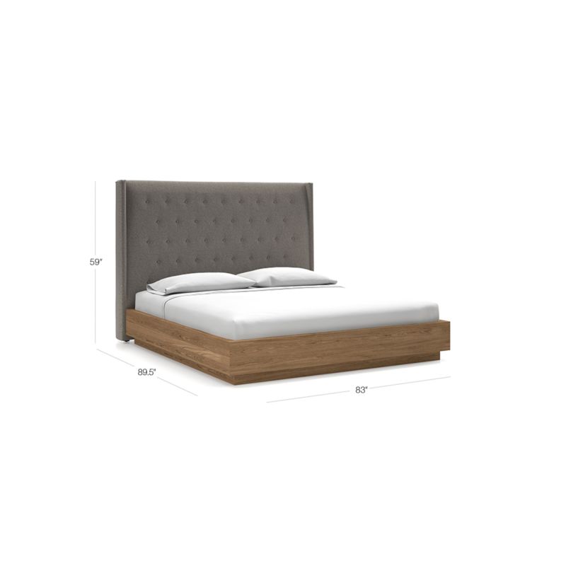 Ronin King Headboard with Batten PlinthBase Bed Felt Grey Crate & Barrel