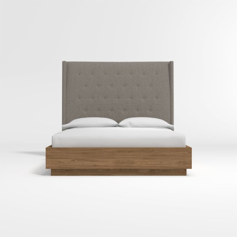 Ronin King Headboard with Batten PlinthBase Bed Felt Grey Crate & Barrel