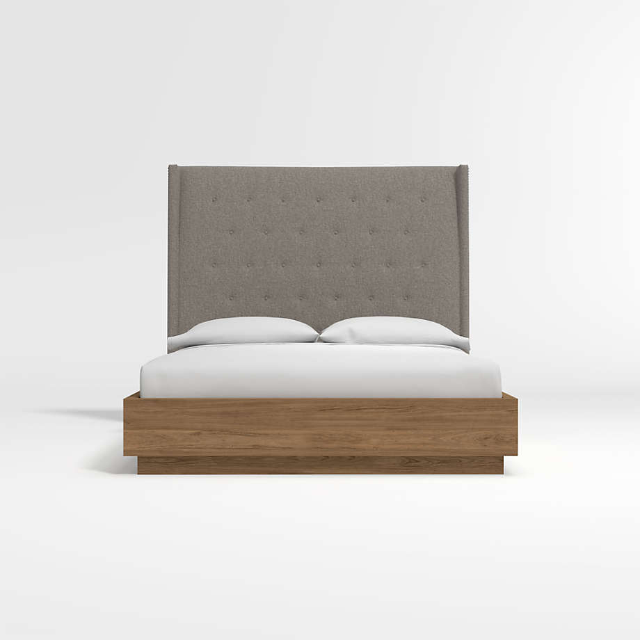Ronin Headboard with Batten PlinthBase Bed Felt Grey Crate & Barrel