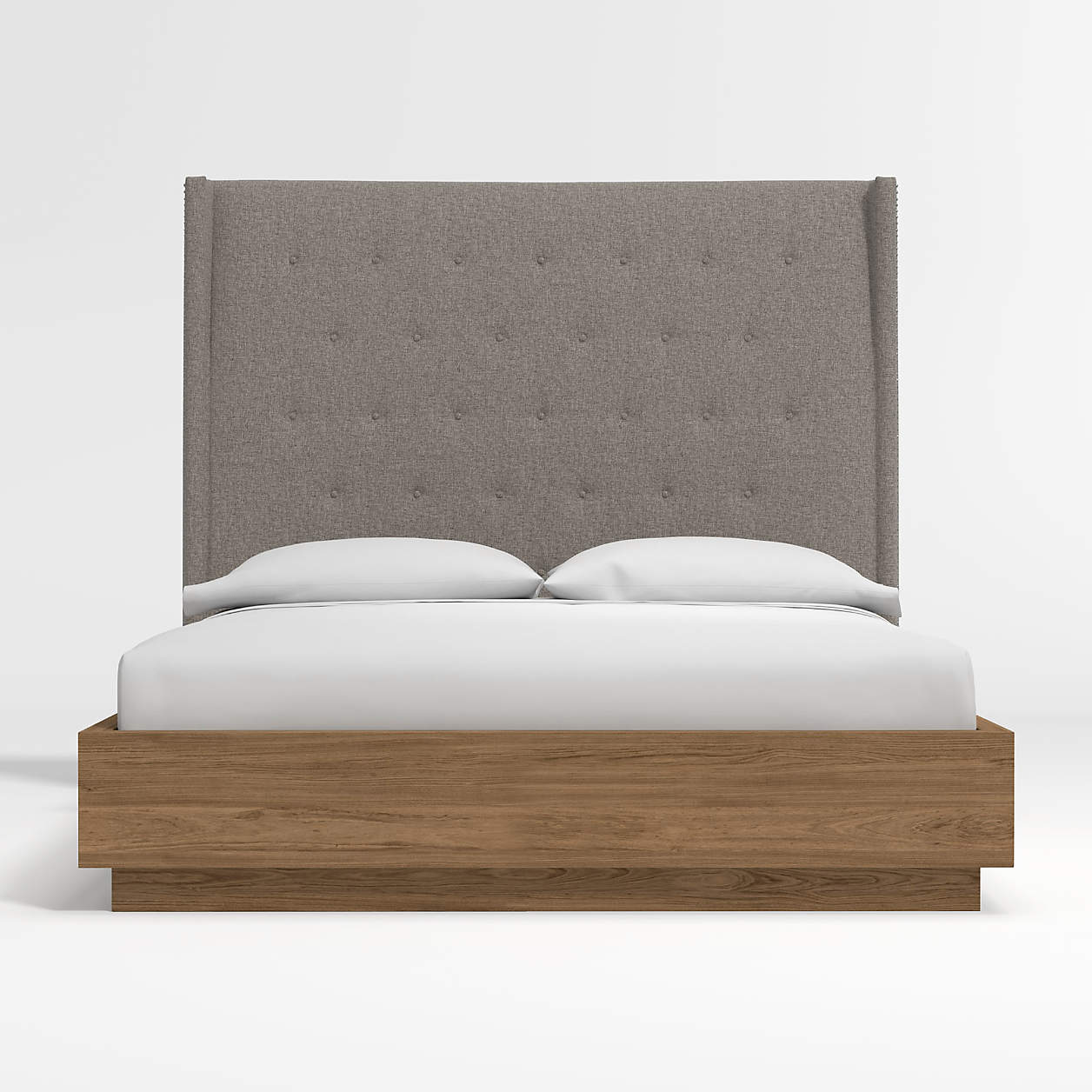 Ronin Queen Headboard with Batten PlinthBase Bed Felt Grey Crate