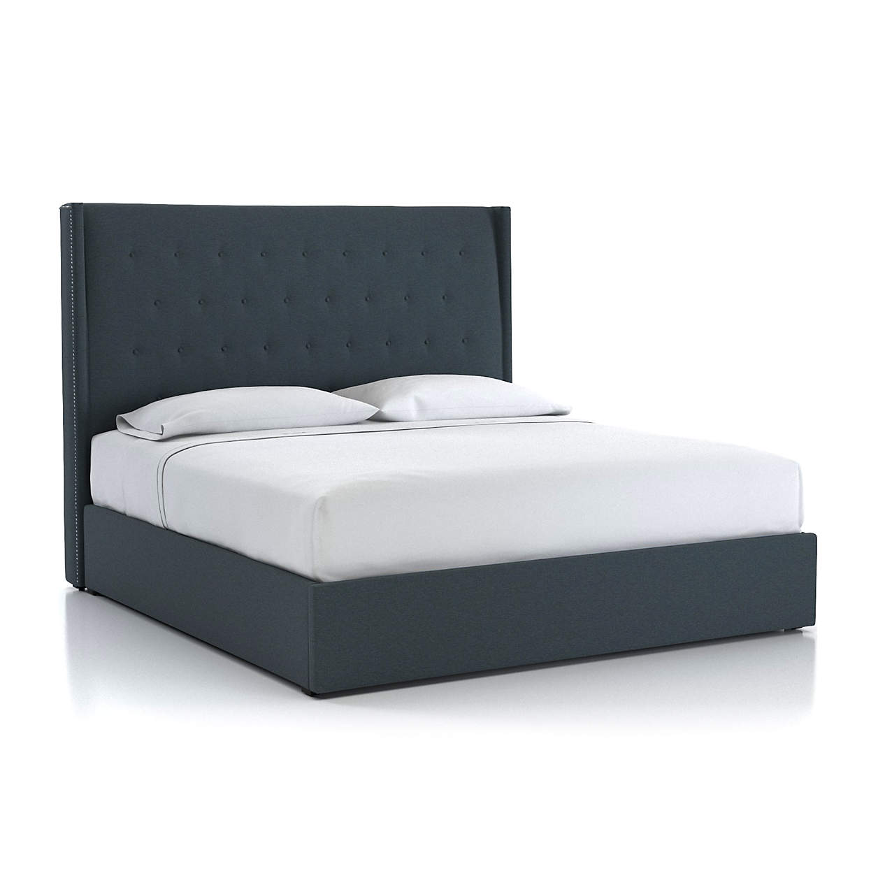 Ronin King Tufted Wingback Headboard with GasLift Base Navy Crate and Barrel