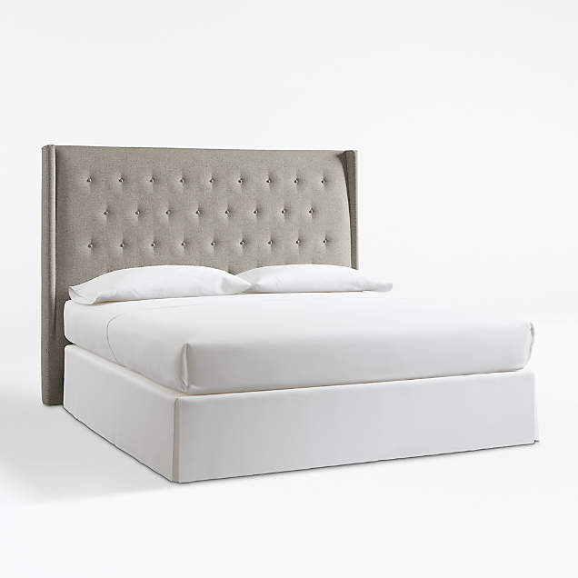 Ronin Tufted Wingback Headboard Grey Felt Grey Crate & Barrel