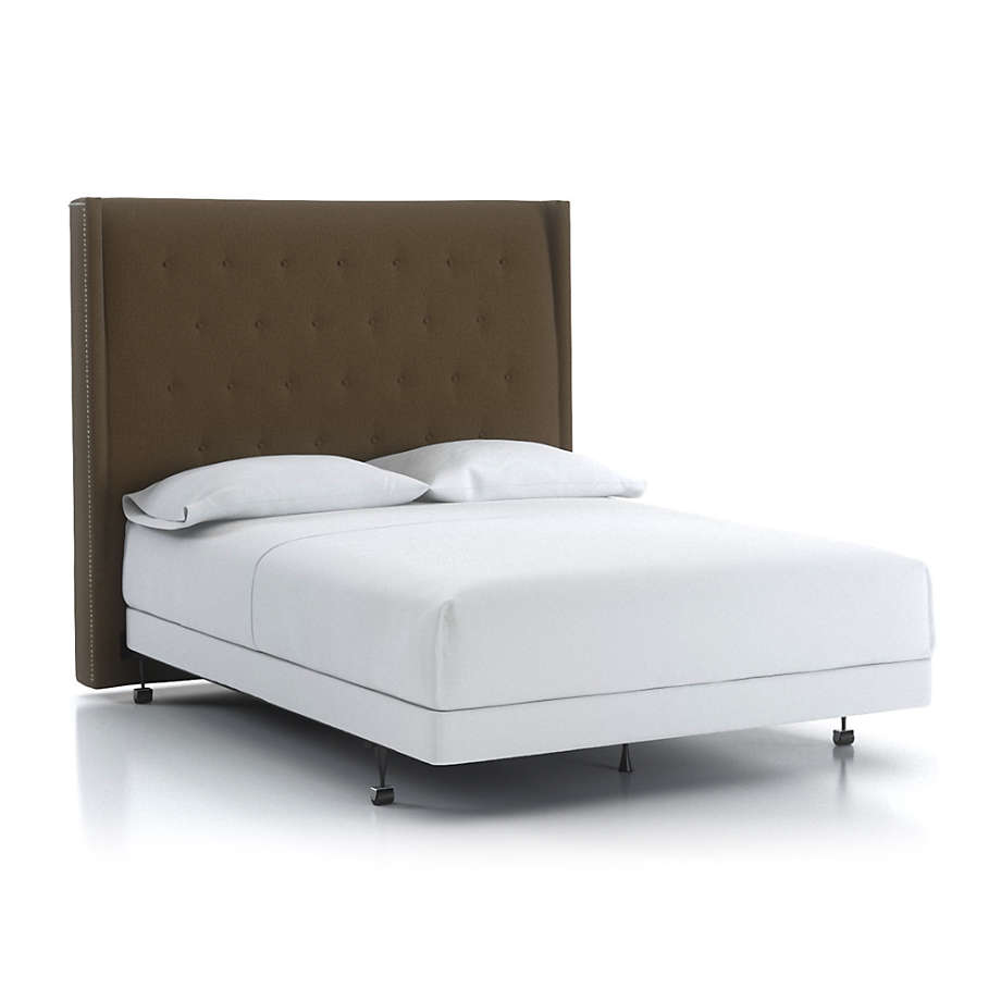 Ronin Queen Tufted Wingback Headboard Bark + Reviews Crate & Barrel