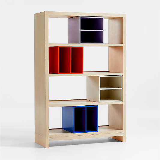 Rook 4-Shelf Bookcase with Storage Cubes