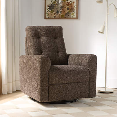 Rory Chocolate Brown Swivel Glider Power Recliner Nursery Chair