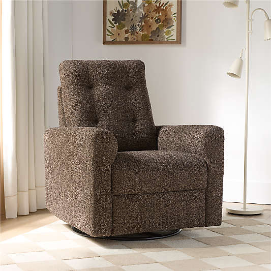 Rory Chocolate Brown Swivel Glider Power Recliner Nursery Chair