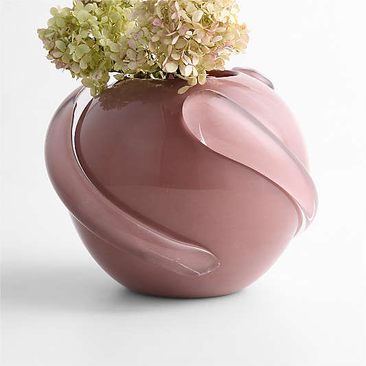 Rose Tinted Round Glass Vase 9" by Laura Harrier and Tiffany Howell