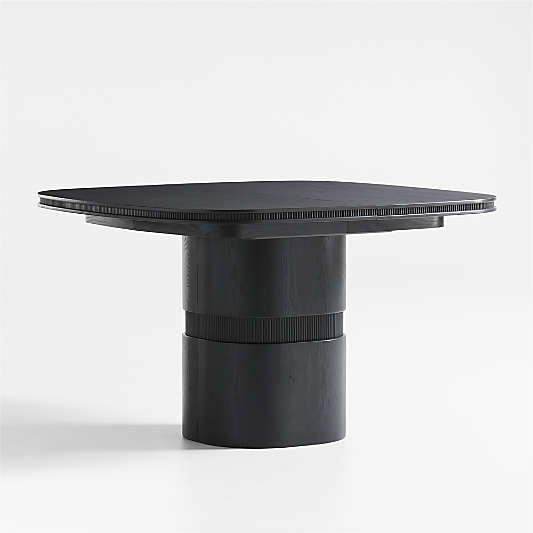 Roseau 48"-70" Charcoal Black Wood Extendable Pedestal Dining Table