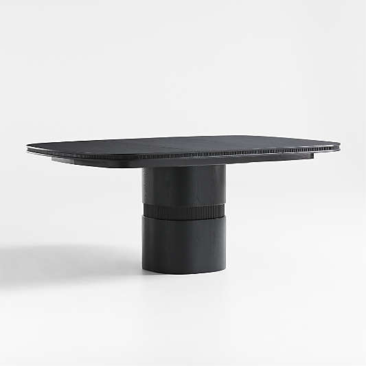 Roseau 48"-70" Charcoal Black Wood Extendable Pedestal Dining Table