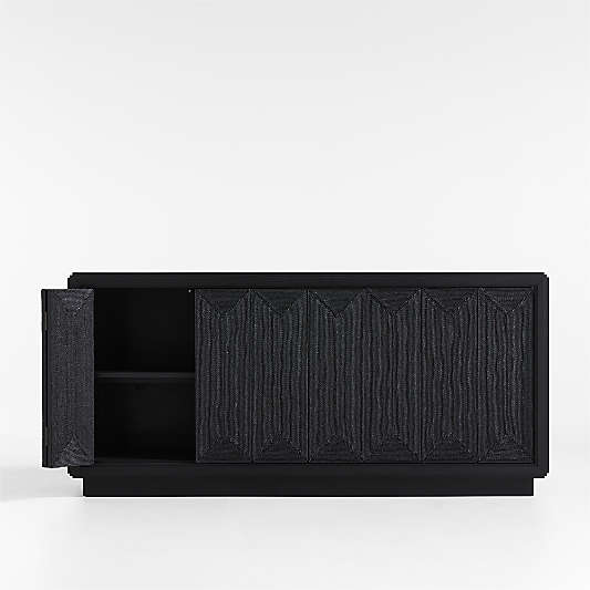 Roseau Charcoal Black Wood Sideboard Cabinet