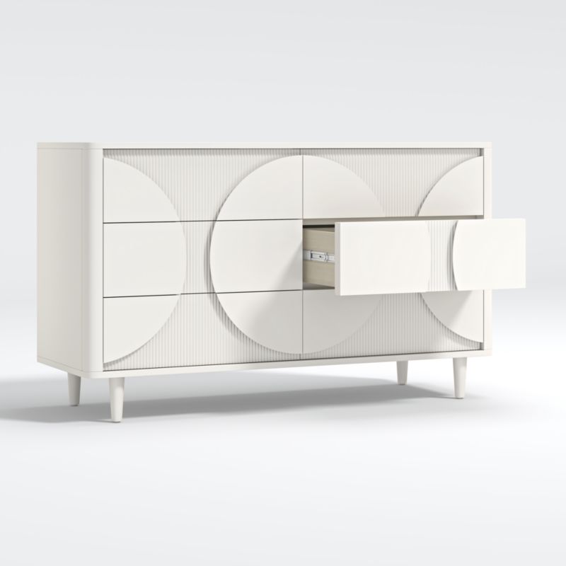 Roselle White Wood Wide 6-Drawer Dresser - image 6 of 13