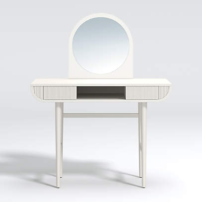 Roe White Wood Desk With Vanity, Desk With Vanity Mirror