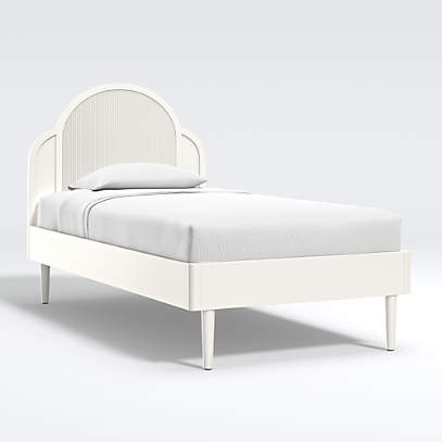 Roe Kids Twin White Wood Bed, Kids Twin Bed With Mattress