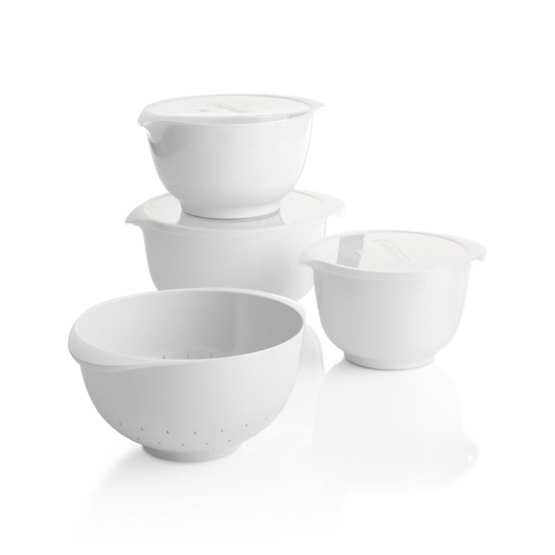 Rosti White Melamine Margrethe Mixing Bowls with Lids Set