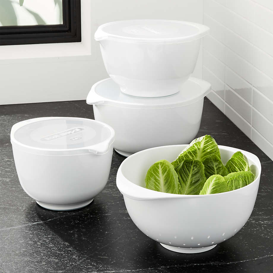 Rosti White Melamine Margrethe Mixing Bowls with Lids Set + Reviews