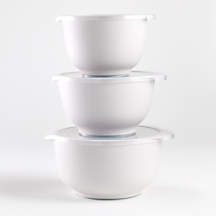 Rosti White Pebble Margrethe Bowls, Set of 3 + Reviews | Crate & Barrel