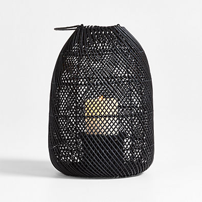 View Rota Black Woven Lantern 17" details