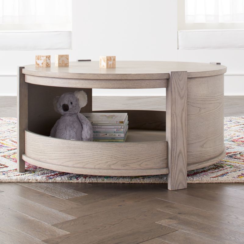 Rotunda Grey Stain Wood Kids Table with Storage