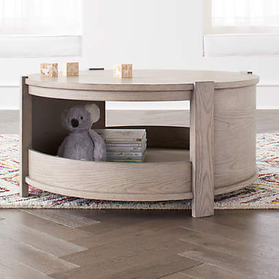 Rotunda Round Play Table Grey Stain, Round Table With Storage