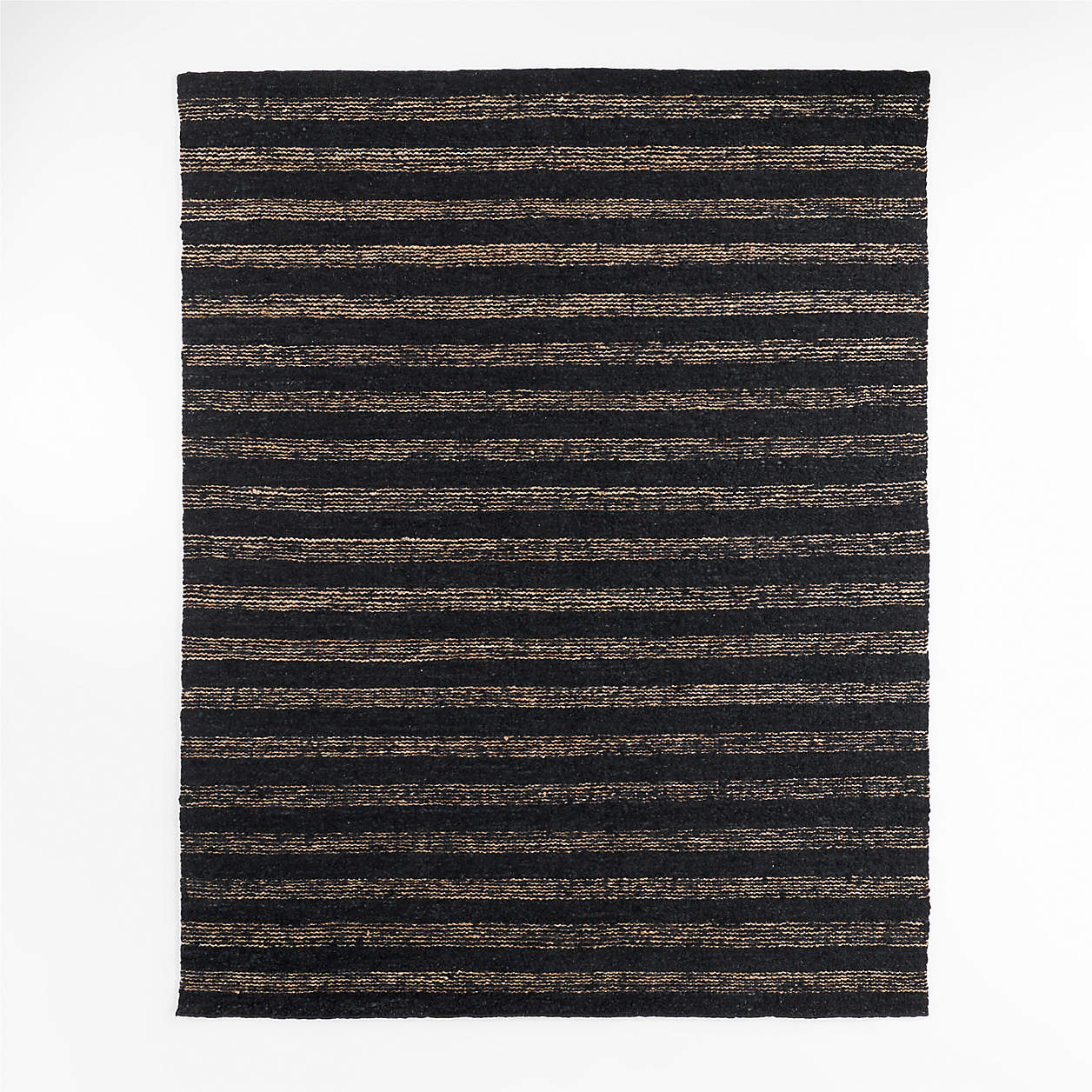 Rouen Jute/Wool Blend Triple Striped Black Area Rug 9'x12' + Reviews